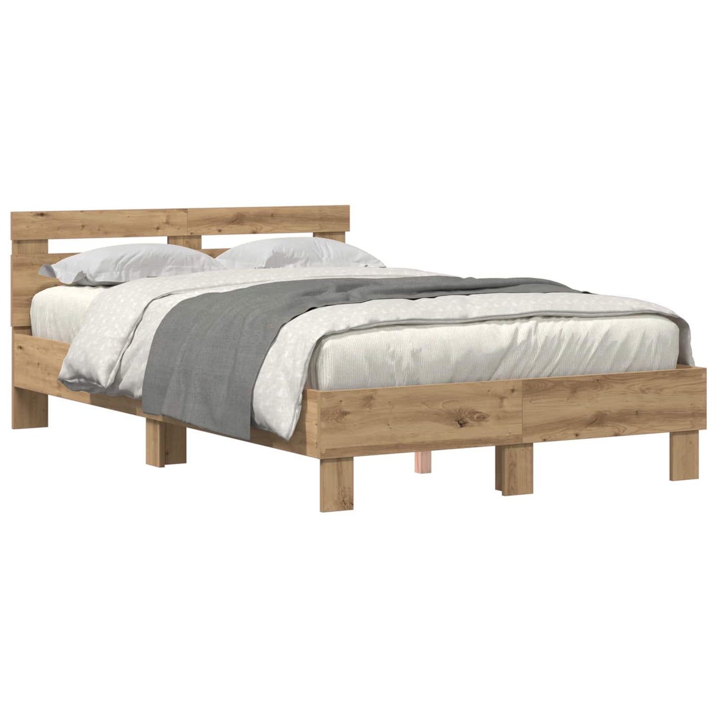 Bedframe met hoofdeinde Artisan Eiken 120 x 200 cm Bewerkt hout