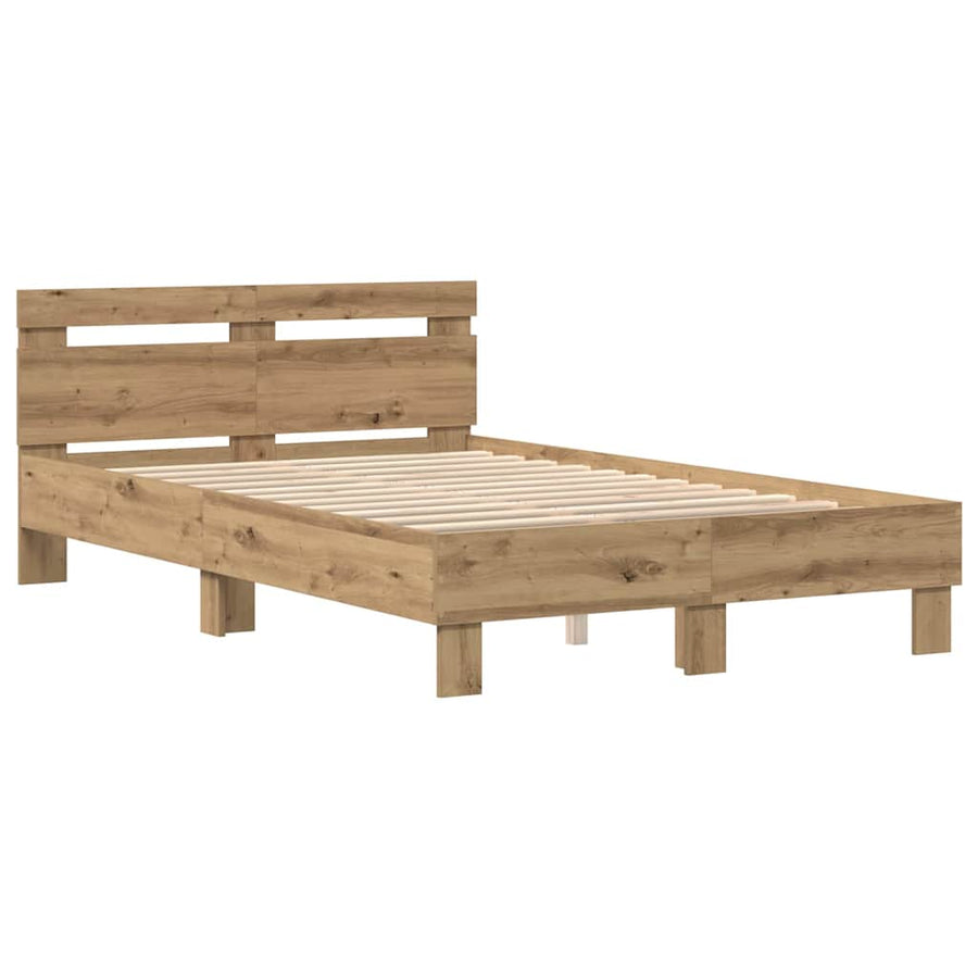 Bedframe met hoofdeinde Artisan Eiken 120 x 200 cm Bewerkt hout