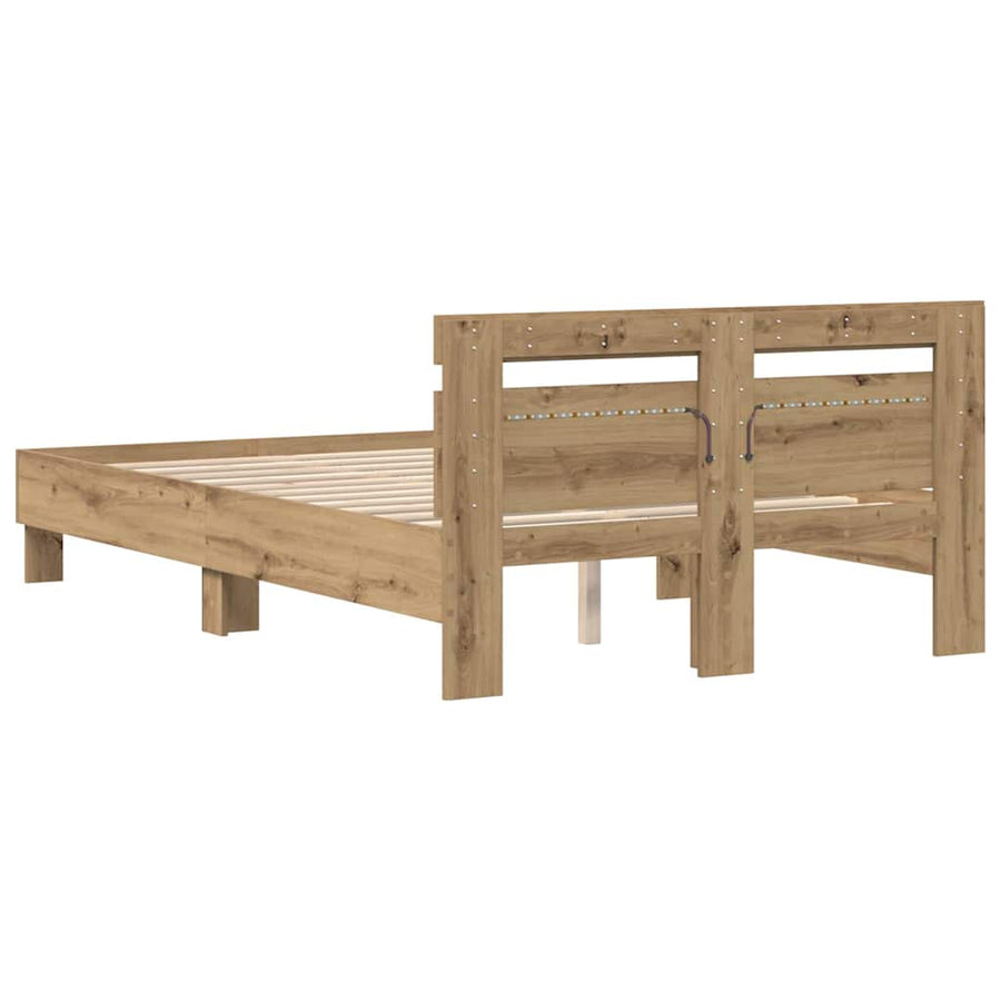 Bedframe met hoofdeinde Artisan Eiken 120 x 200 cm Bewerkt hout