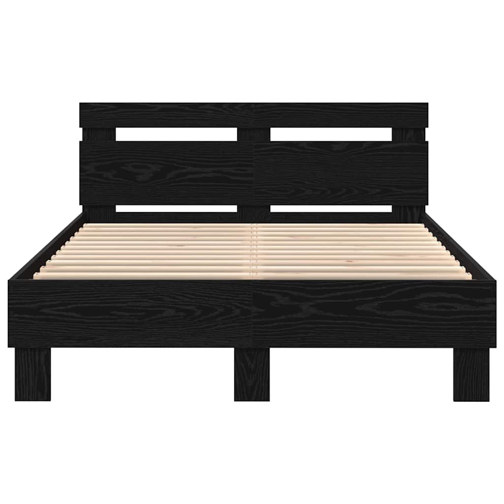 Bedframe met hoofdeinde Zwart Eiken 120 x 200 cm Bewerkt hout