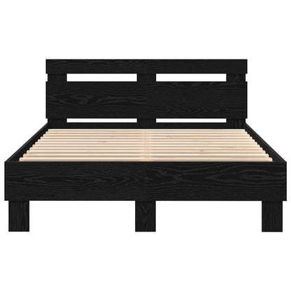 Bedframe met hoofdeinde Zwart Eiken 120 x 200 cm Bewerkt hout