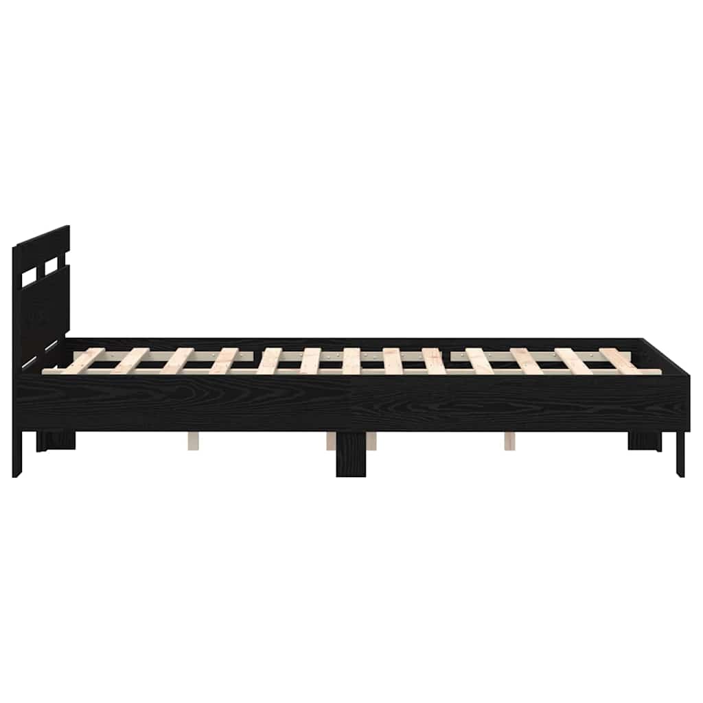 Bedframe met hoofdeinde Zwart Eiken 120 x 200 cm Bewerkt hout