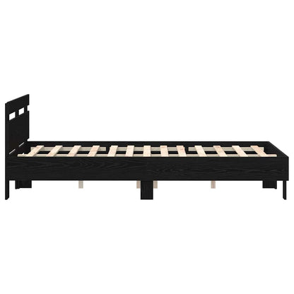 Bedframe met hoofdeinde Zwart Eiken 120 x 200 cm Bewerkt hout