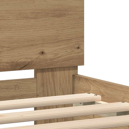 Bedframe met hoofdeinde Artisan Eiken 140 x 190 cm Bewerkt hout