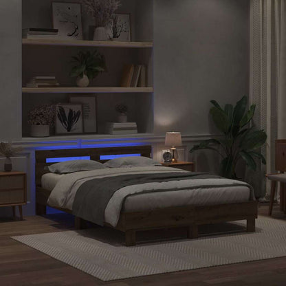 Bedframe met hoofdeinde Artisan Eiken 140 x 190 cm Bewerkt hout