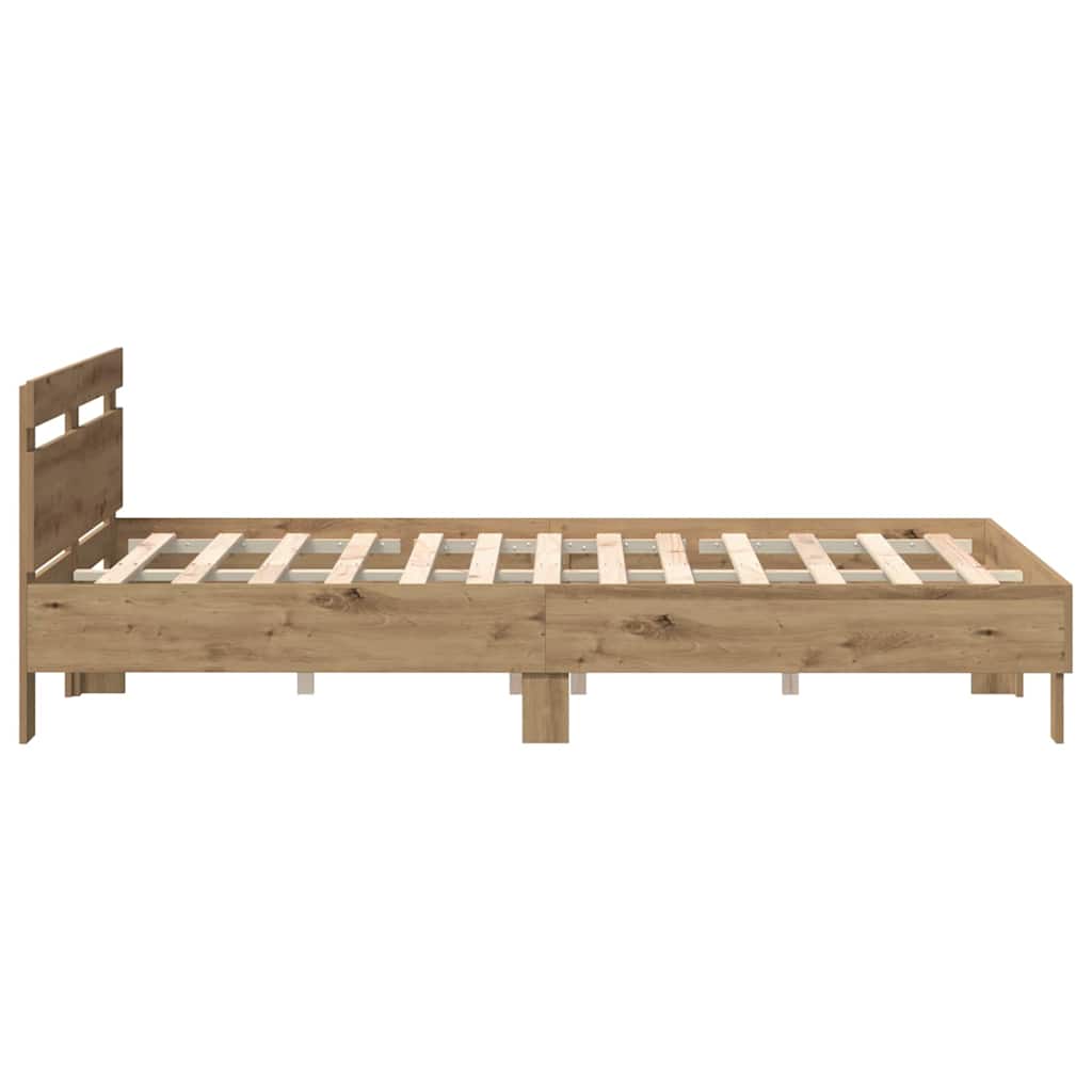 Bedframe met hoofdeinde Artisan Eiken 140 x 190 cm Bewerkt hout