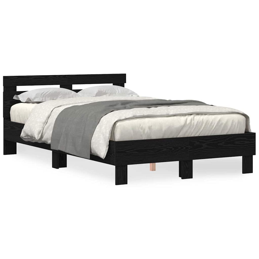 Bedframe met LED Zwart Eiken 120 x 190 cm Bewerkt hout