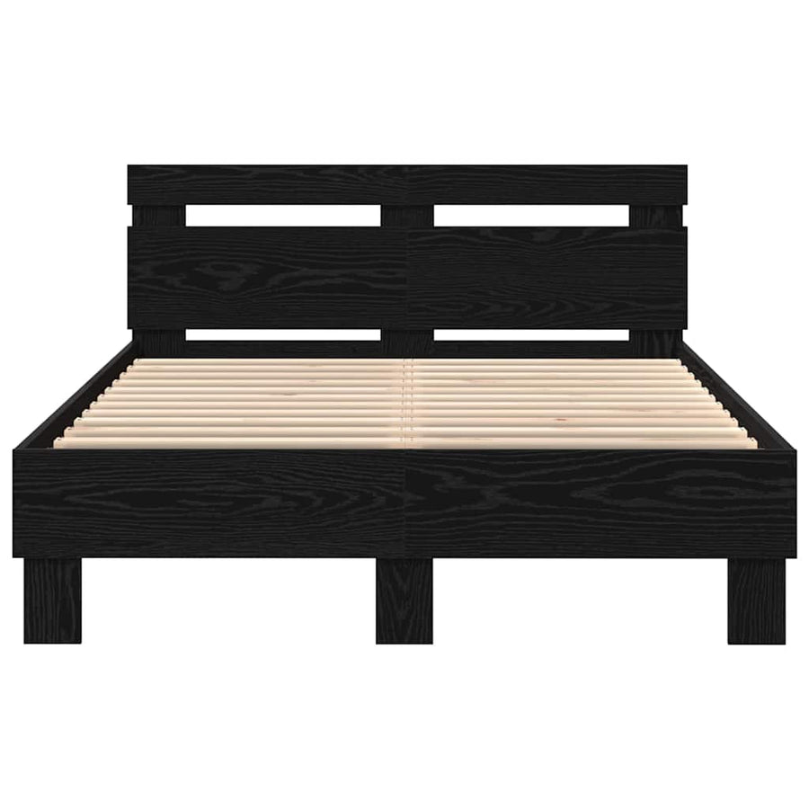 Bedframe met LED Zwart Eiken 120 x 190 cm Bewerkt hout