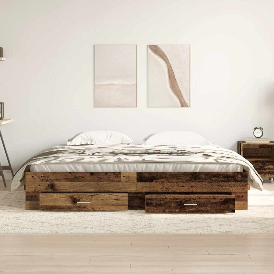 Bedframe met lade met opslag Oud Hout 180 x 200 cm Bewerkt hout