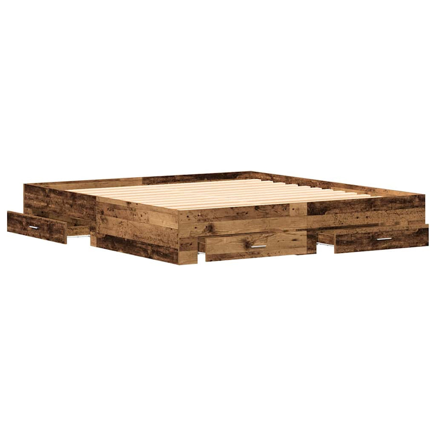 Bedframe met lade met opslag Oud Hout 180 x 200 cm Bewerkt hout