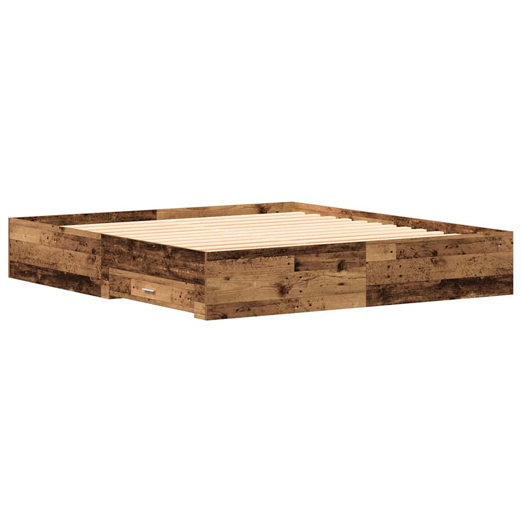 Bedframe met lade met opslag Oud Hout 180 x 200 cm Bewerkt hout