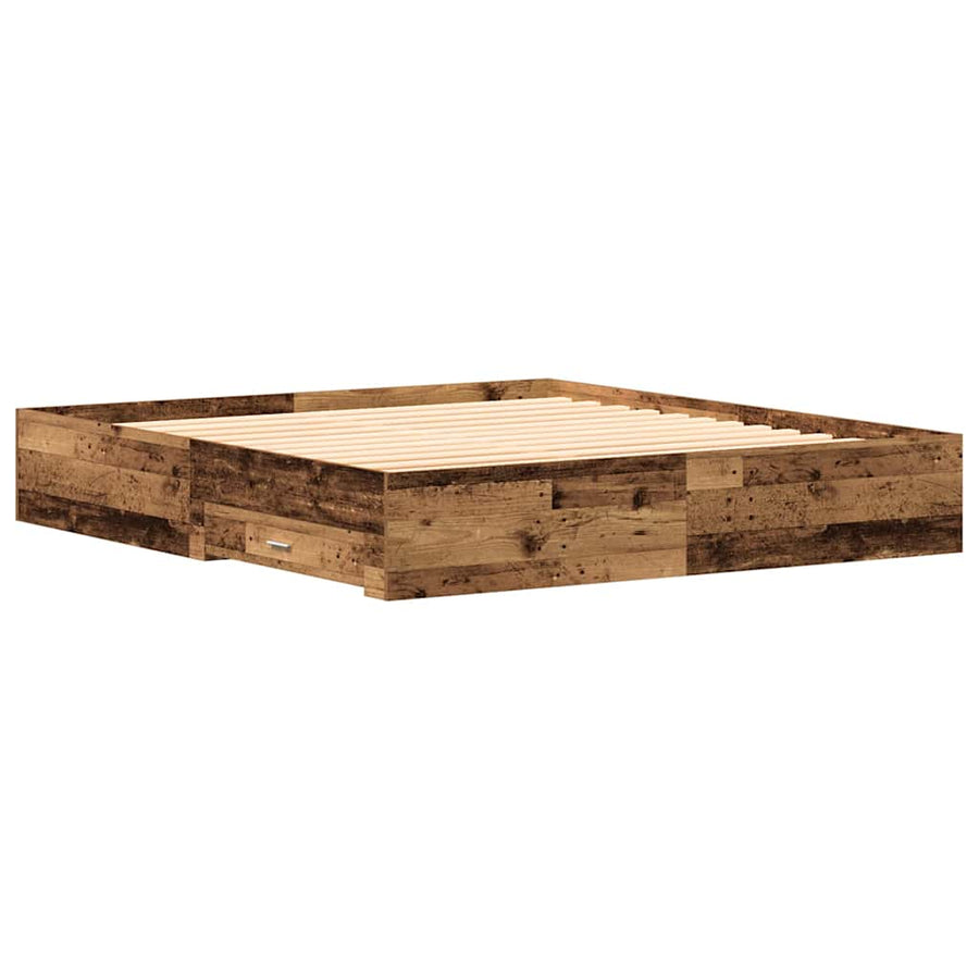 Bedframe met lade met opslag Oud Hout 180 x 200 cm Bewerkt hout