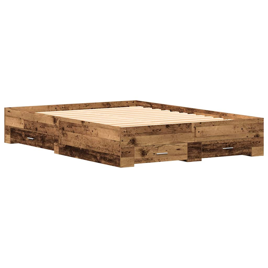 Bedframe met lades met lade Oud hout 160 x 200 cm Bewerkt hout