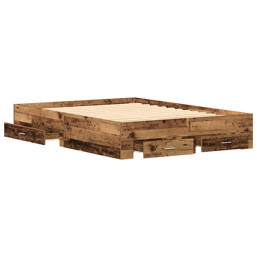 Bedframe met lades met lade Oud hout 160 x 200 cm Bewerkt hout