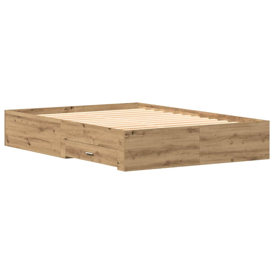 Bedframe met lades artisanaal eikenkleurig 160 x 200 cm