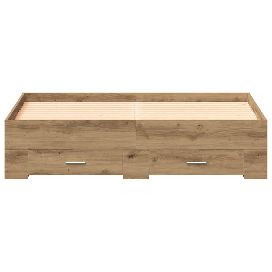Bedframe met lades artisanaal eikenkleurig 160 x 200 cm