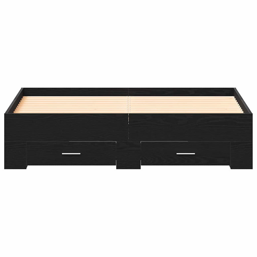Bedframe met lade Zwart Eiken 160 x 200 cm Bewerkt hout