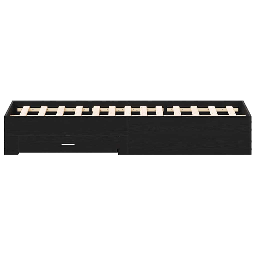 Bedframe met lade Zwart Eiken 160 x 200 cm Bewerkt hout