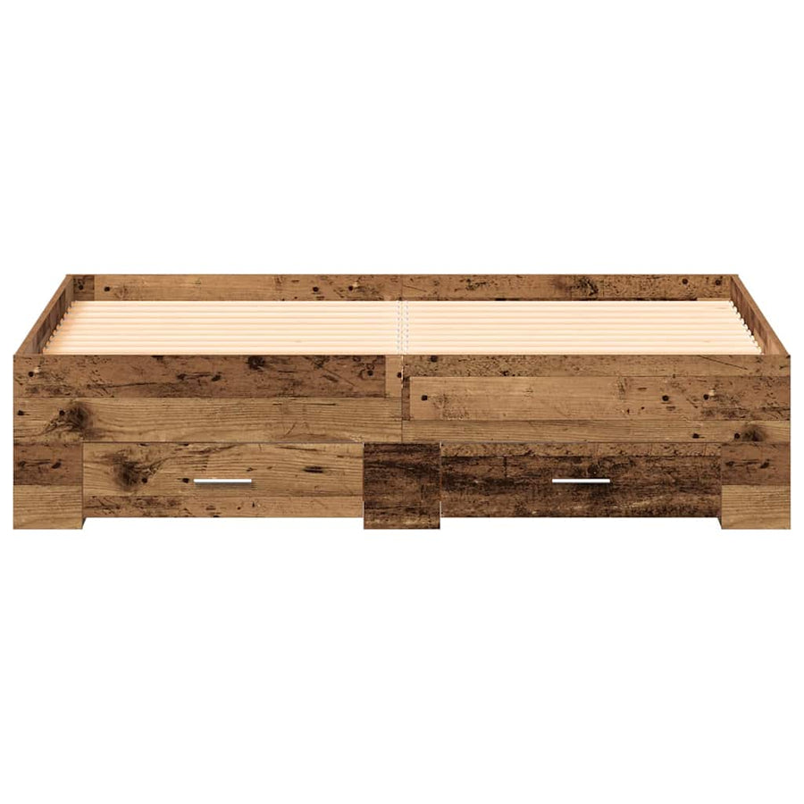 Bedframe met lade met opslag Oud Hout 140 x 200 cm Bewerkt hout