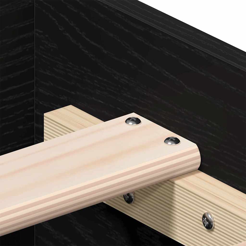 Bedframe met lade Zwart Eiken 140 x 190 cm Bewerkt hout
