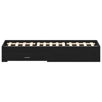 Bedframe met lade Zwart Eiken 140 x 190 cm Bewerkt hout