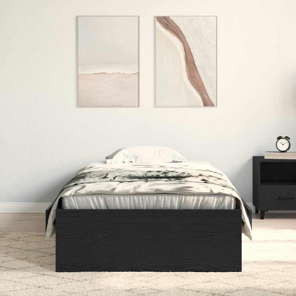 Bedframe met lade Zwart Eiken 100 x 200 cm Bewerkt hout