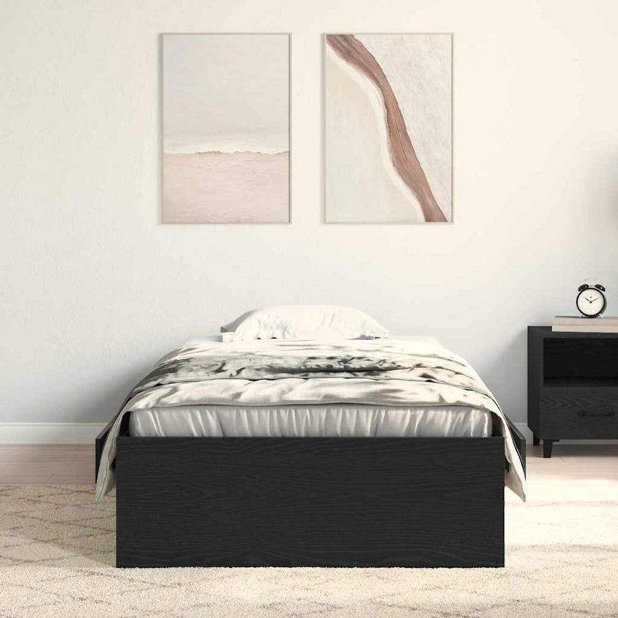 Bedframe met lade Zwart Eiken 100 x 200 cm Bewerkt hout