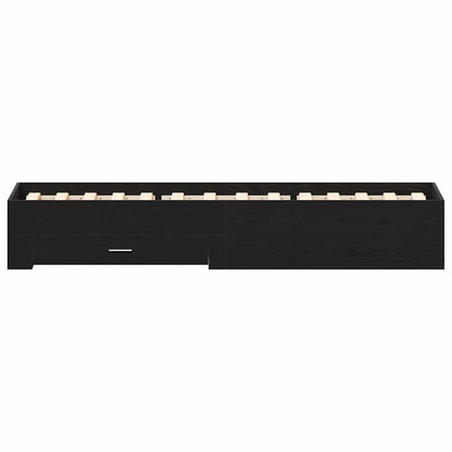 Bedframe met lade Zwart Eiken 100 x 200 cm Bewerkt hout
