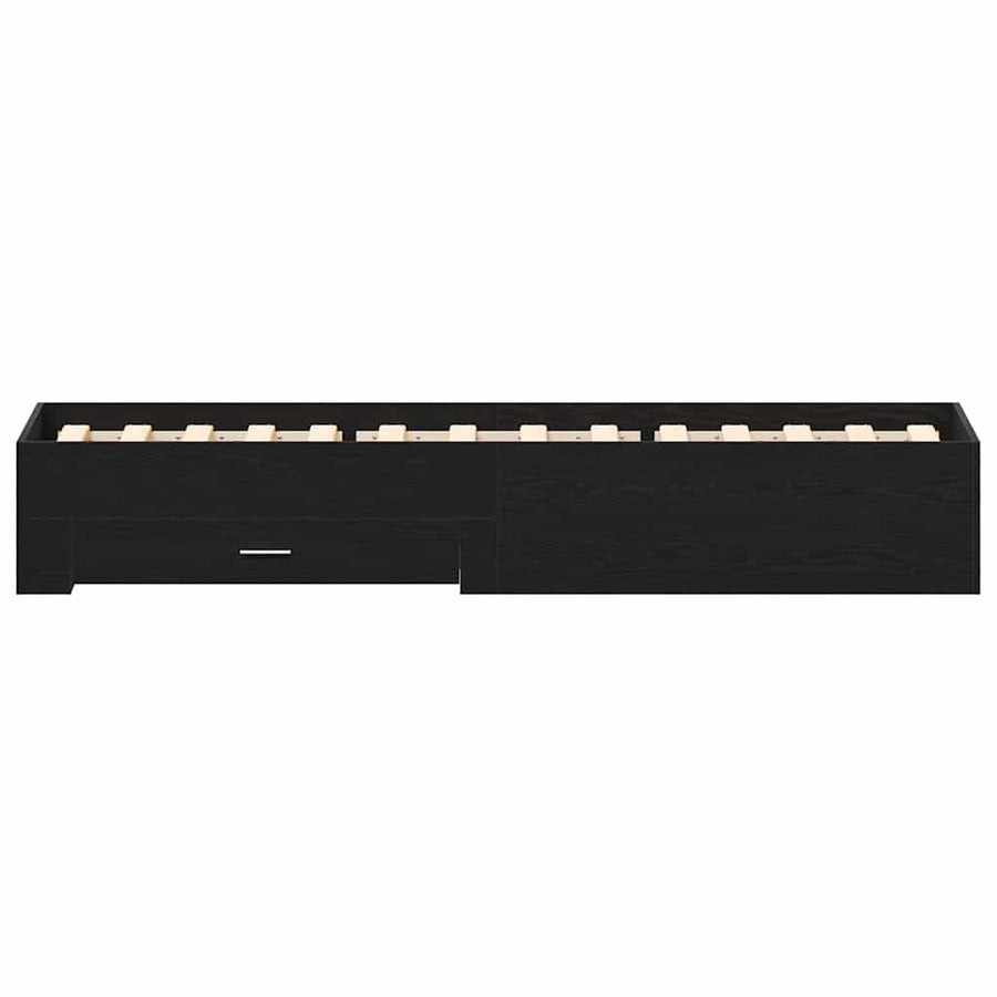 Bedframe met lade Zwart Eiken 100 x 200 cm Bewerkt hout