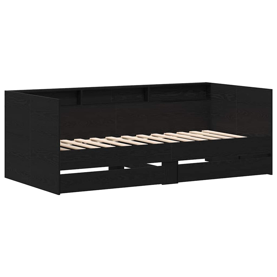 Dagbed met hoofdeinde Zwart Eiken 100 x 200 cm Bewerkt hout