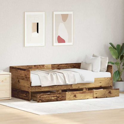 Dagbed met hoofdeinde Oud Hout 90 x 190 cm Bewerkt hout