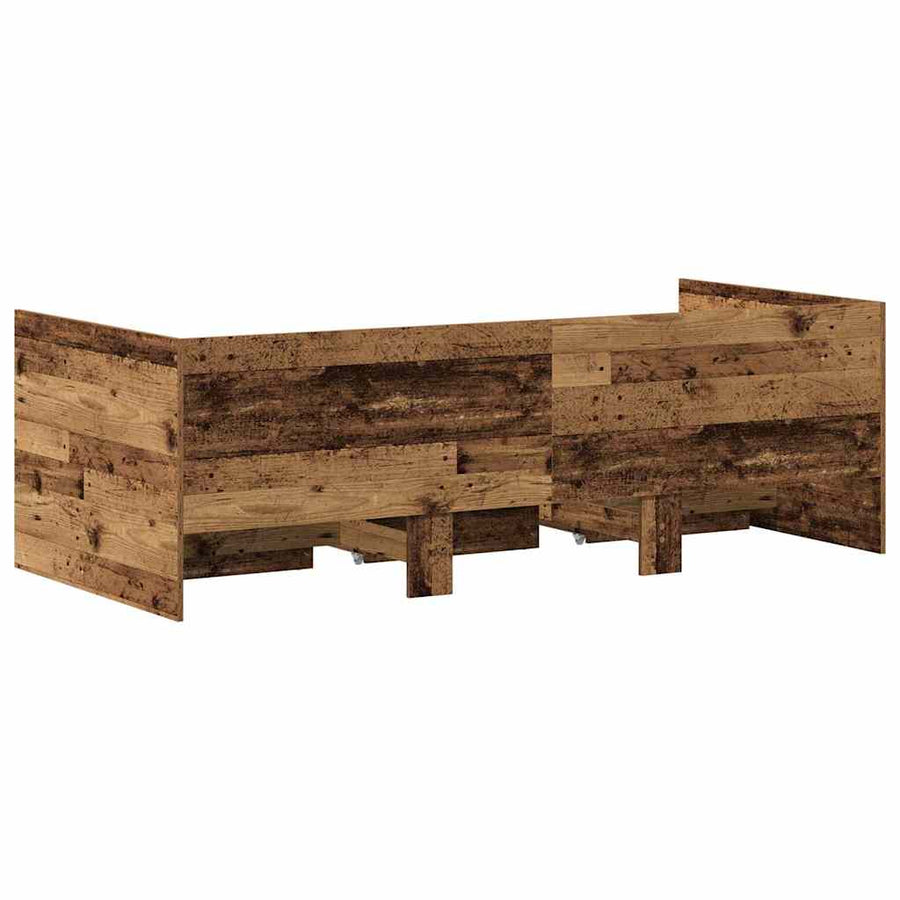 Dagbed met hoofdeinde Oud Hout 90 x 190 cm Bewerkt hout