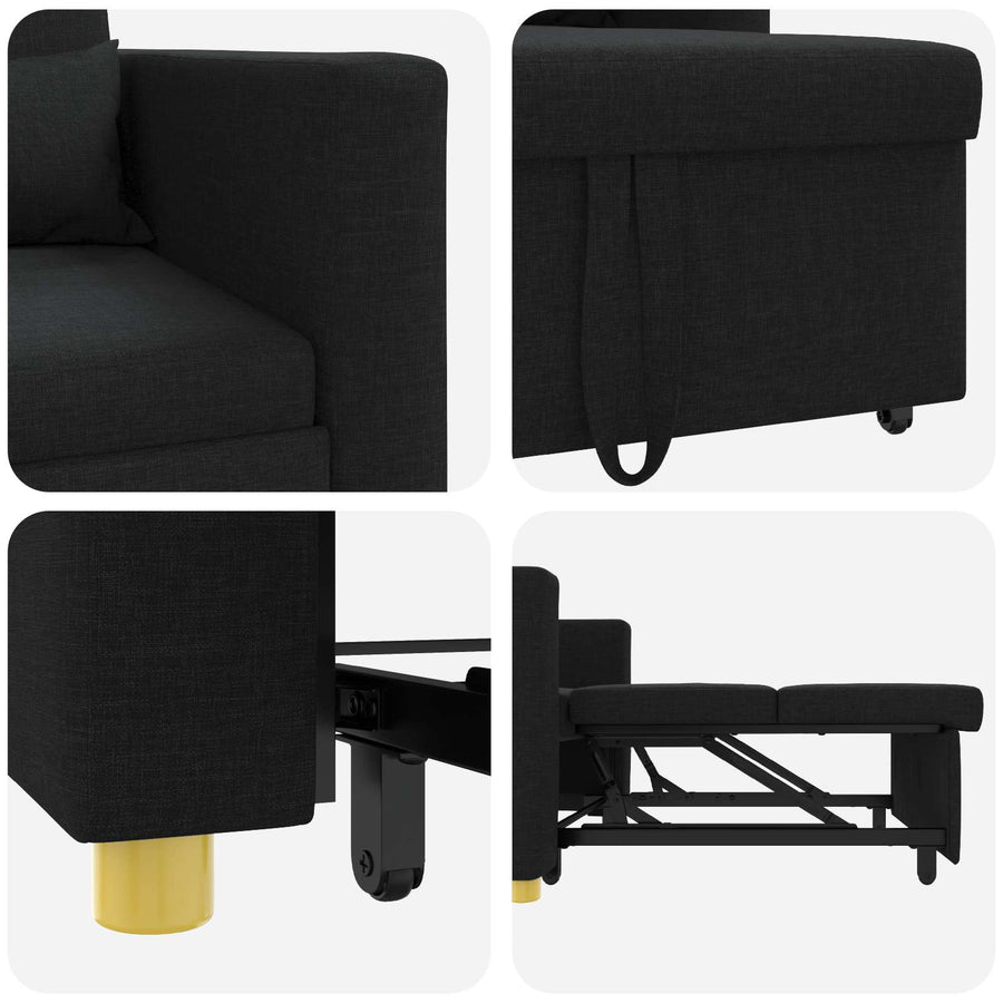 Uittrekbaar slaapbank eenpersoons Zwart 90 x 165 x 87 cm Stof
