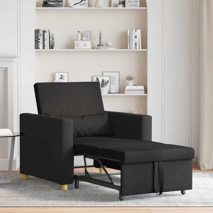 Uittrekbaar slaapbank eenpersoons Zwart 90 x 165 x 87 cm Stof