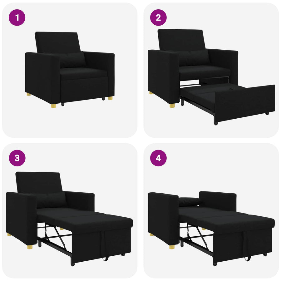 Uittrekbaar slaapbank eenpersoons Zwart 90 x 165 x 87 cm Stof