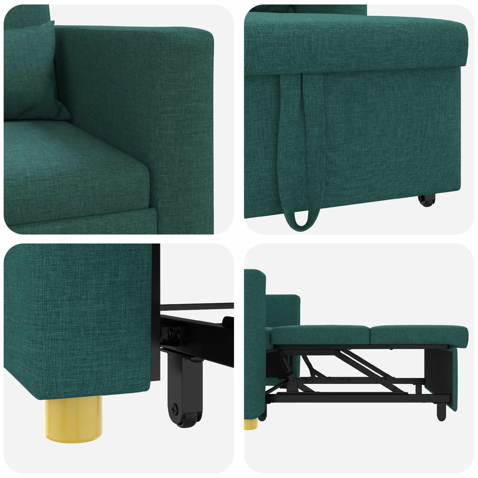 Uittrekbaar slaapbank eenpersoons Donkergroen 90 x 165 x 87 cm