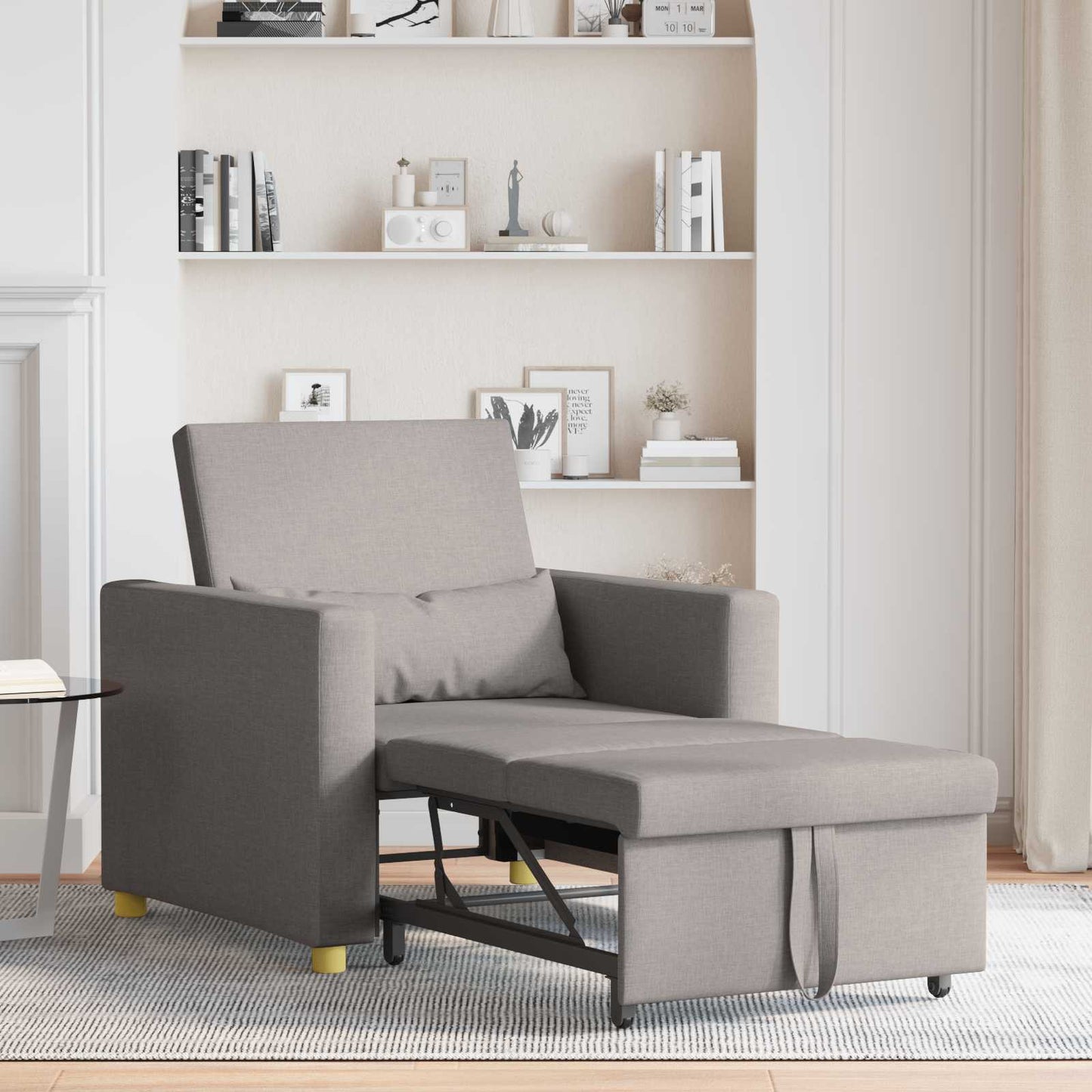 Uittrekbaar slaapbank eenpersoons Taupe 90 x 165 x 87 cm Stof