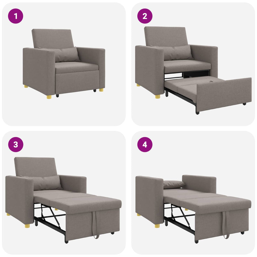 Uittrekbaar slaapbank eenpersoons Taupe 90 x 165 x 87 cm Stof