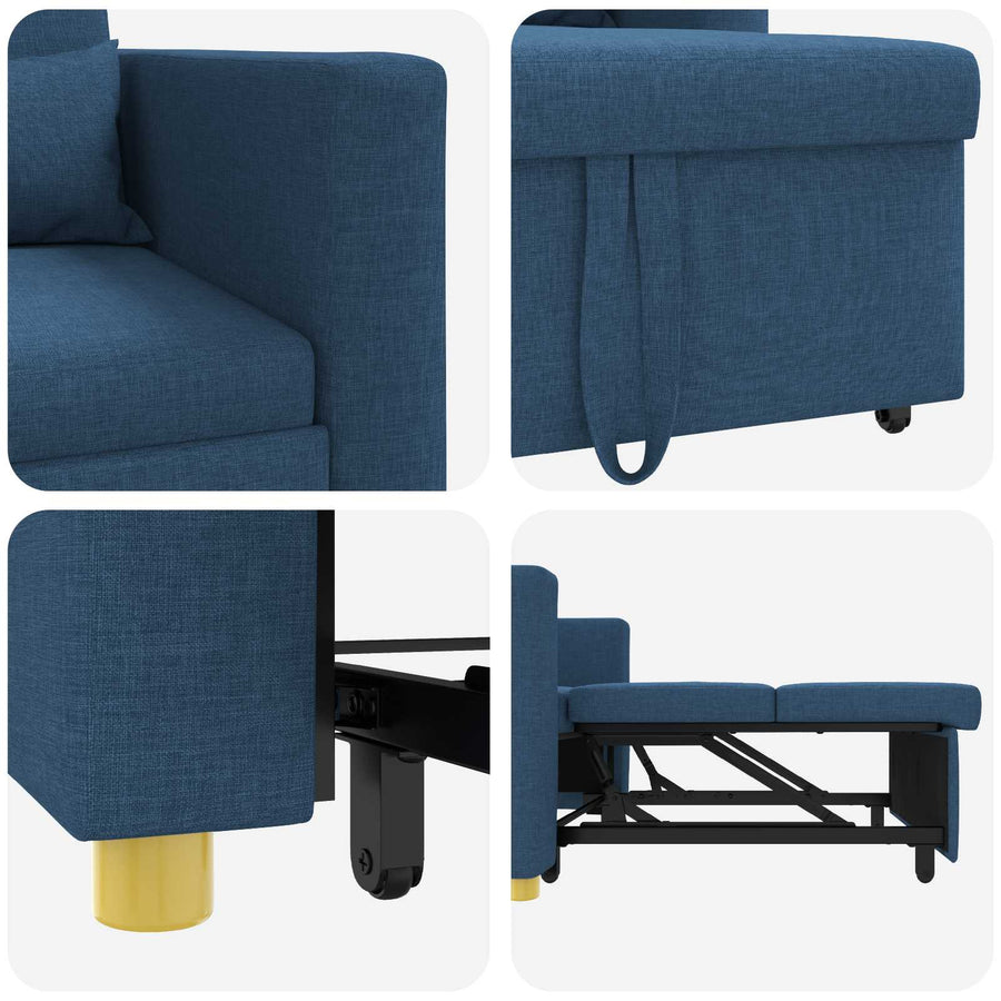 Uittrekbaar slaapbank eenpersoons Blauw 90 x 165 x 87 cm Stof