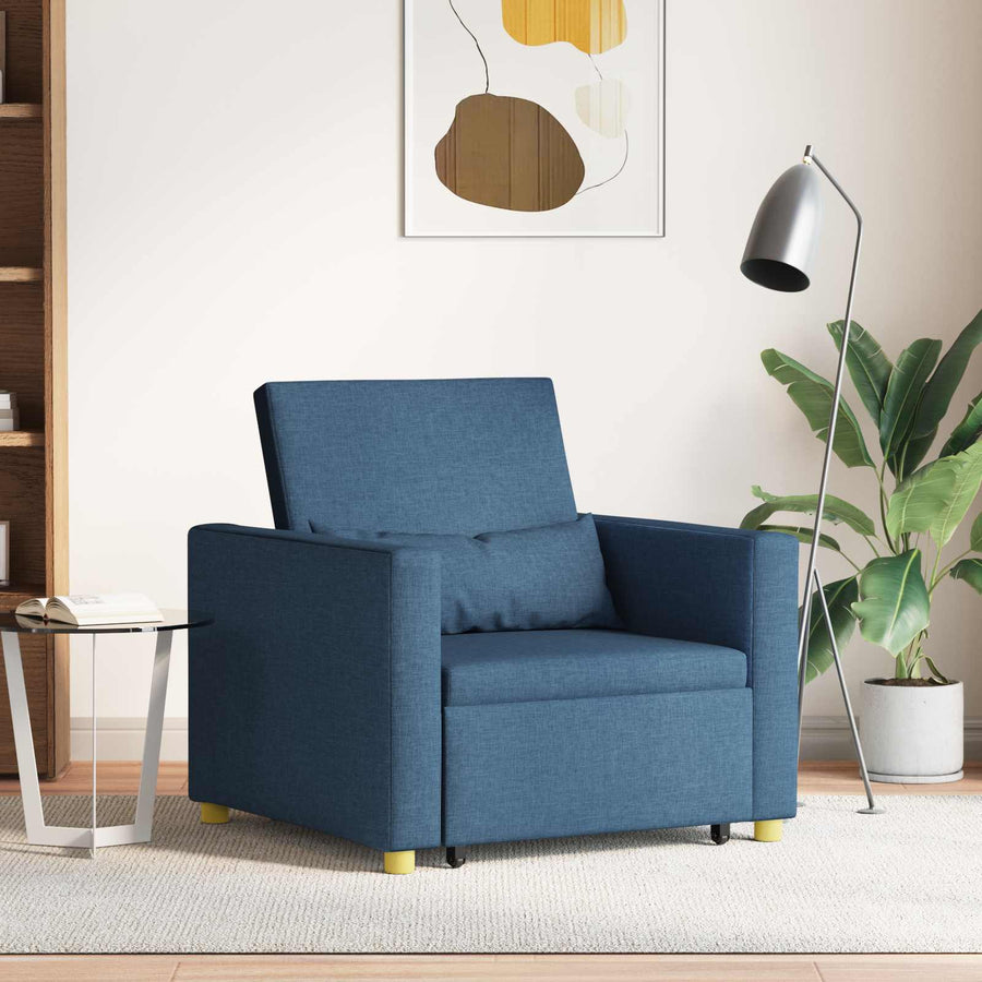 Uittrekbaar slaapbank eenpersoons Blauw 90 x 165 x 87 cm Stof