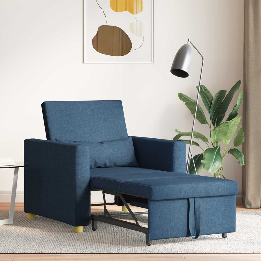 Uittrekbaar slaapbank eenpersoons Blauw 90 x 165 x 87 cm Stof