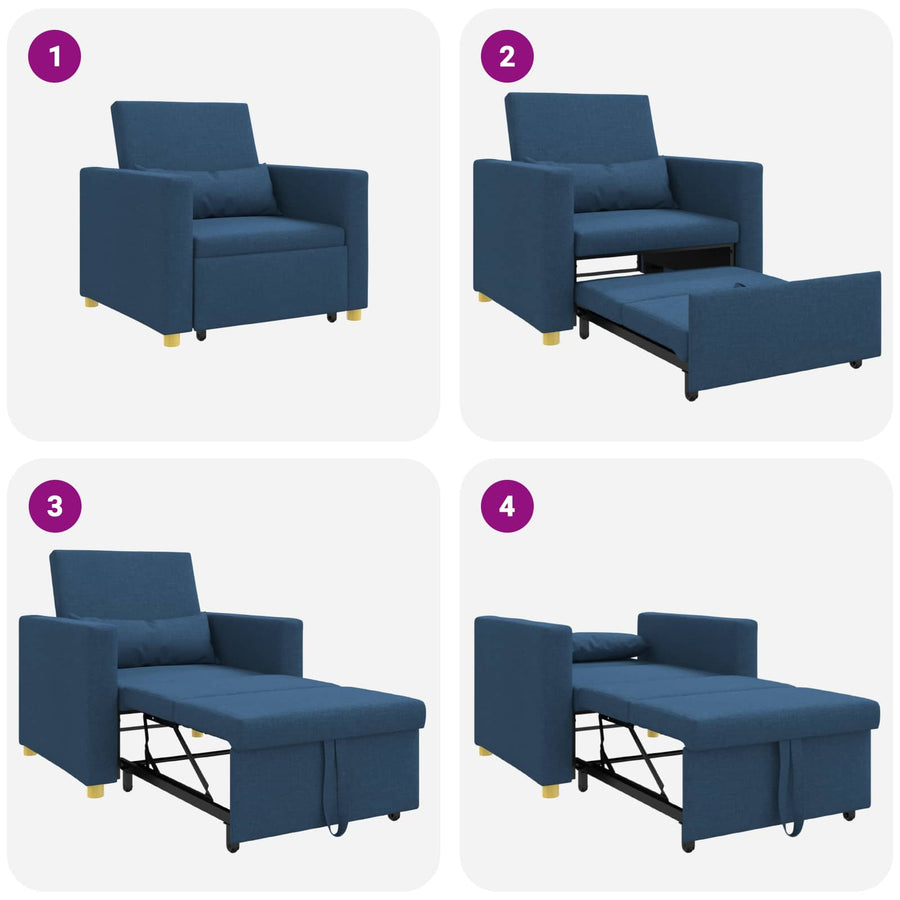 Uittrekbaar slaapbank eenpersoons Blauw 90 x 165 x 87 cm Stof
