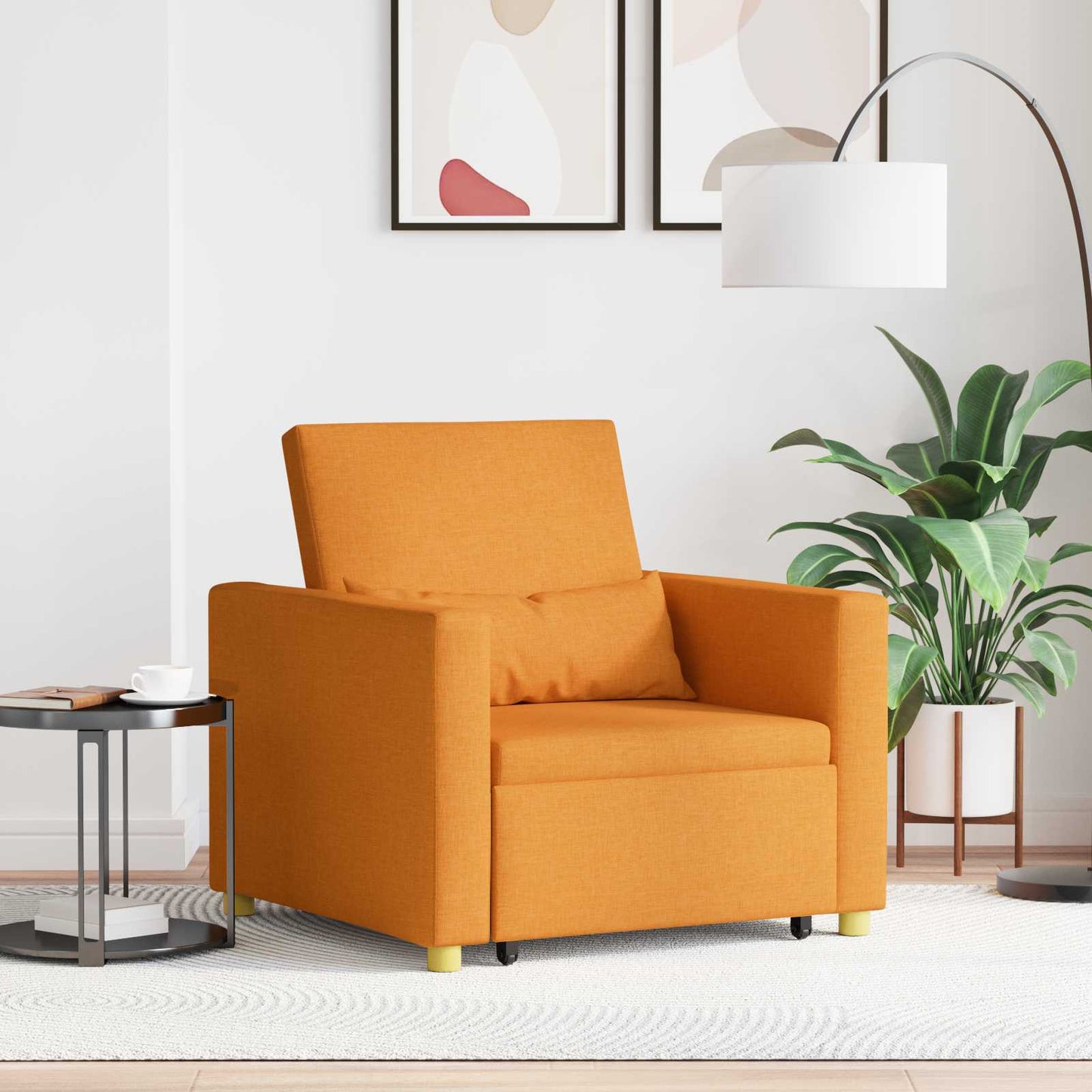 Uittrekbaar slaapbank eenpersoons Donkergeel 90 x 165 x 87 cm