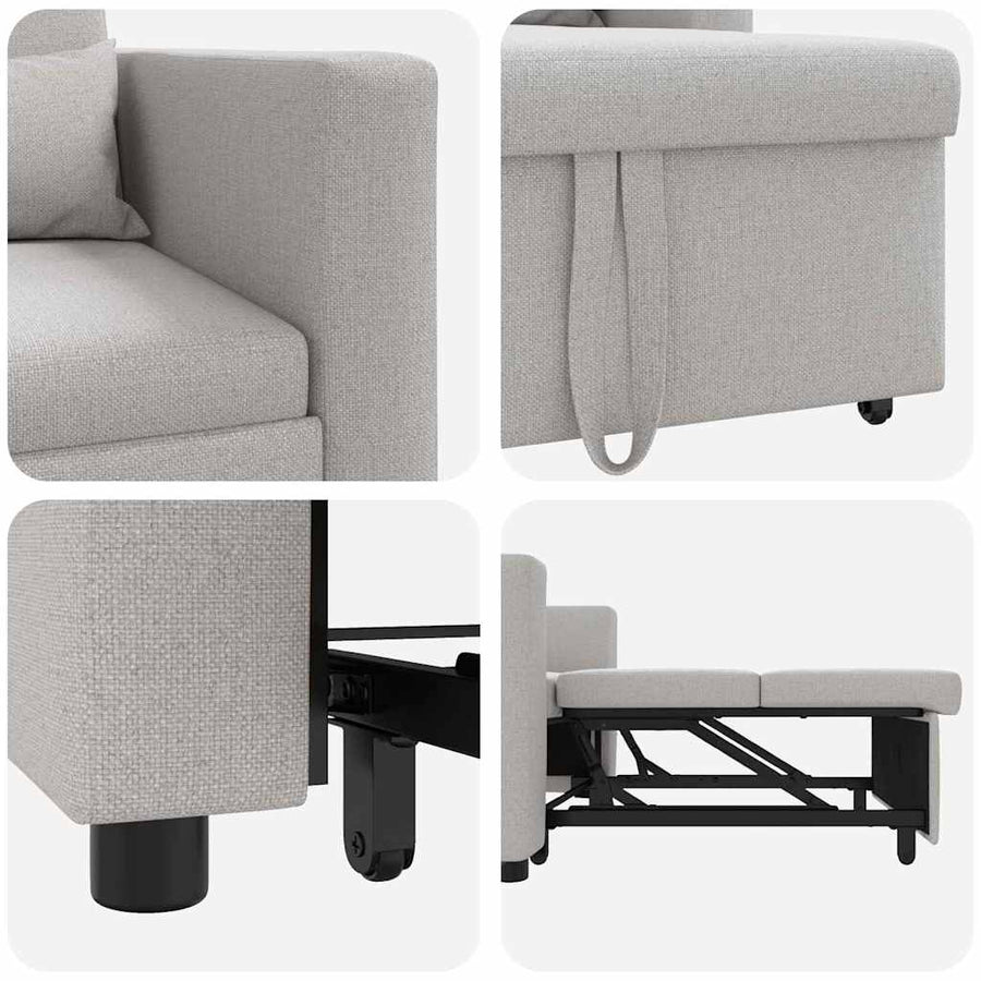 3-in-1 Eenpersoons Sofa Bed Converteerbaar in Cloud Grijs