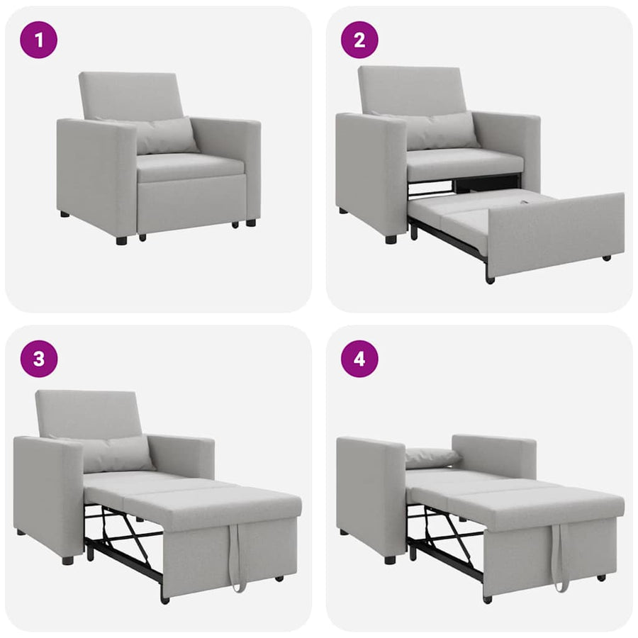 3-in-1 Eenpersoons Sofa Bed Converteerbaar in Cloud Grijs