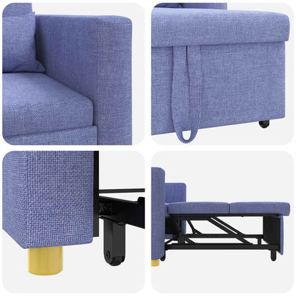 Uittrekbaar slaapbank eenpersoons Jeans blauw 90 x 165 x 87 cm