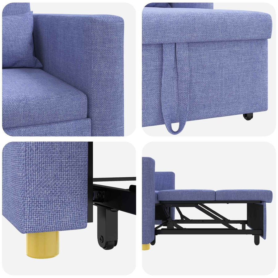 Uittrekbaar slaapbank eenpersoons Jeans blauw 90 x 165 x 87 cm