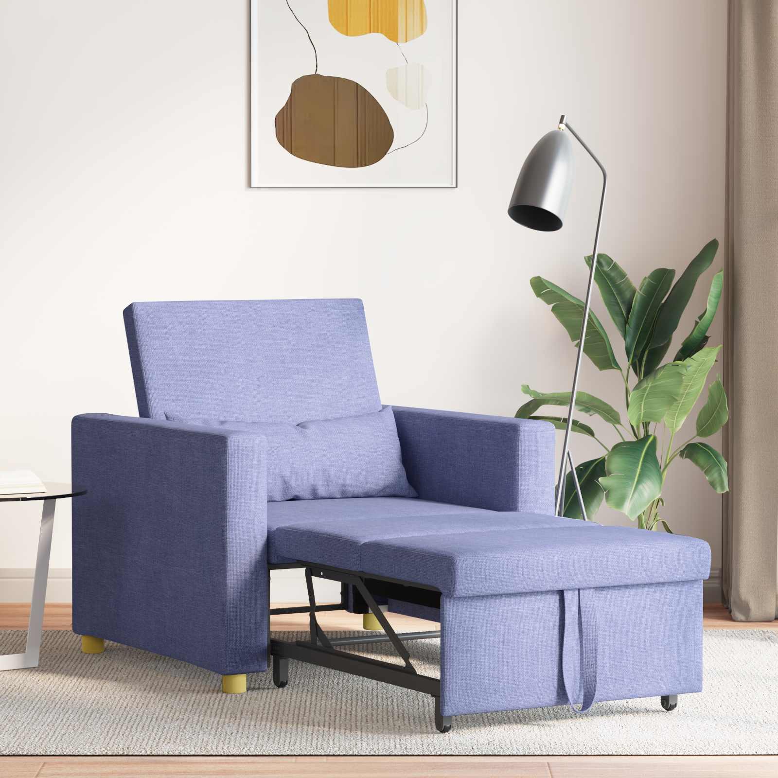Uittrekbaar slaapbank eenpersoons Jeans blauw 90 x 165 x 87 cm