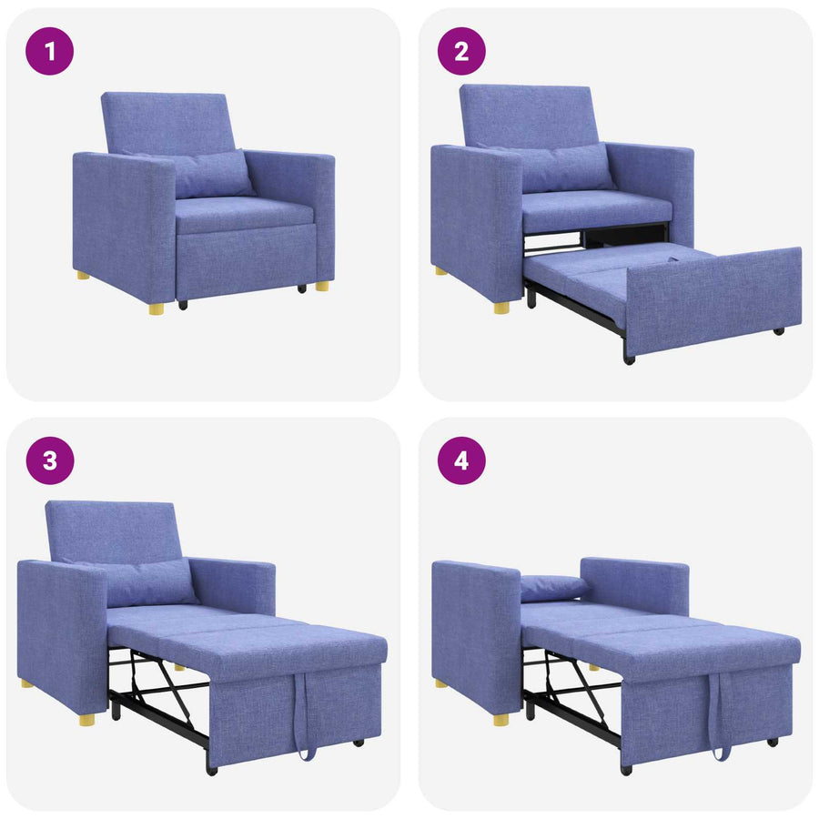 Uittrekbaar slaapbank eenpersoons Jeans blauw 90 x 165 x 87 cm