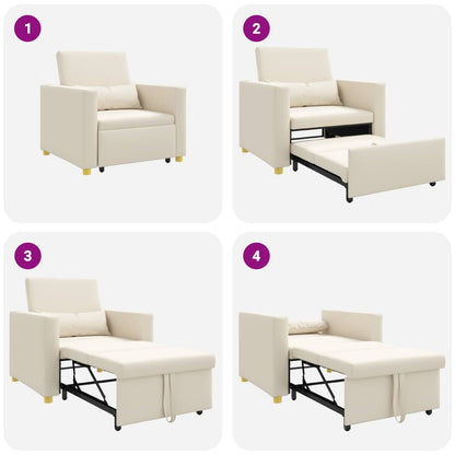 Uittrekbaar slaapbank eenpersoons Crèmewit 90 x 165 x 87 cm